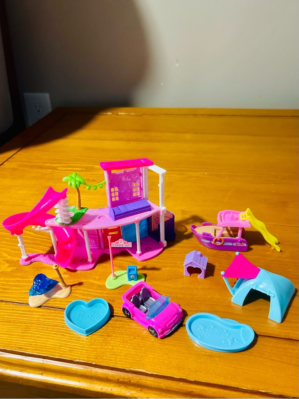Mini Barbie Pink and Blue Beach Playset with Convertible and Accessories